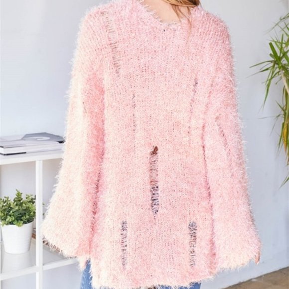 Fuzzy Distressed Oversized Sweater top! - Picture 2 of 6